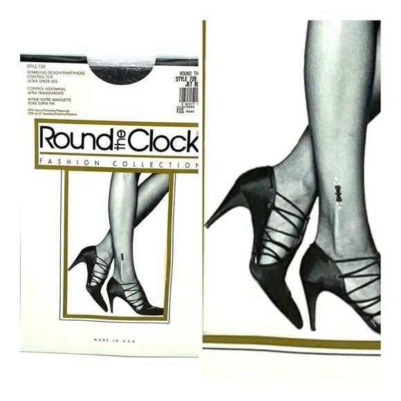 Round The Clock Pantyhose With Diamonds Applique - Picture 6 of 6